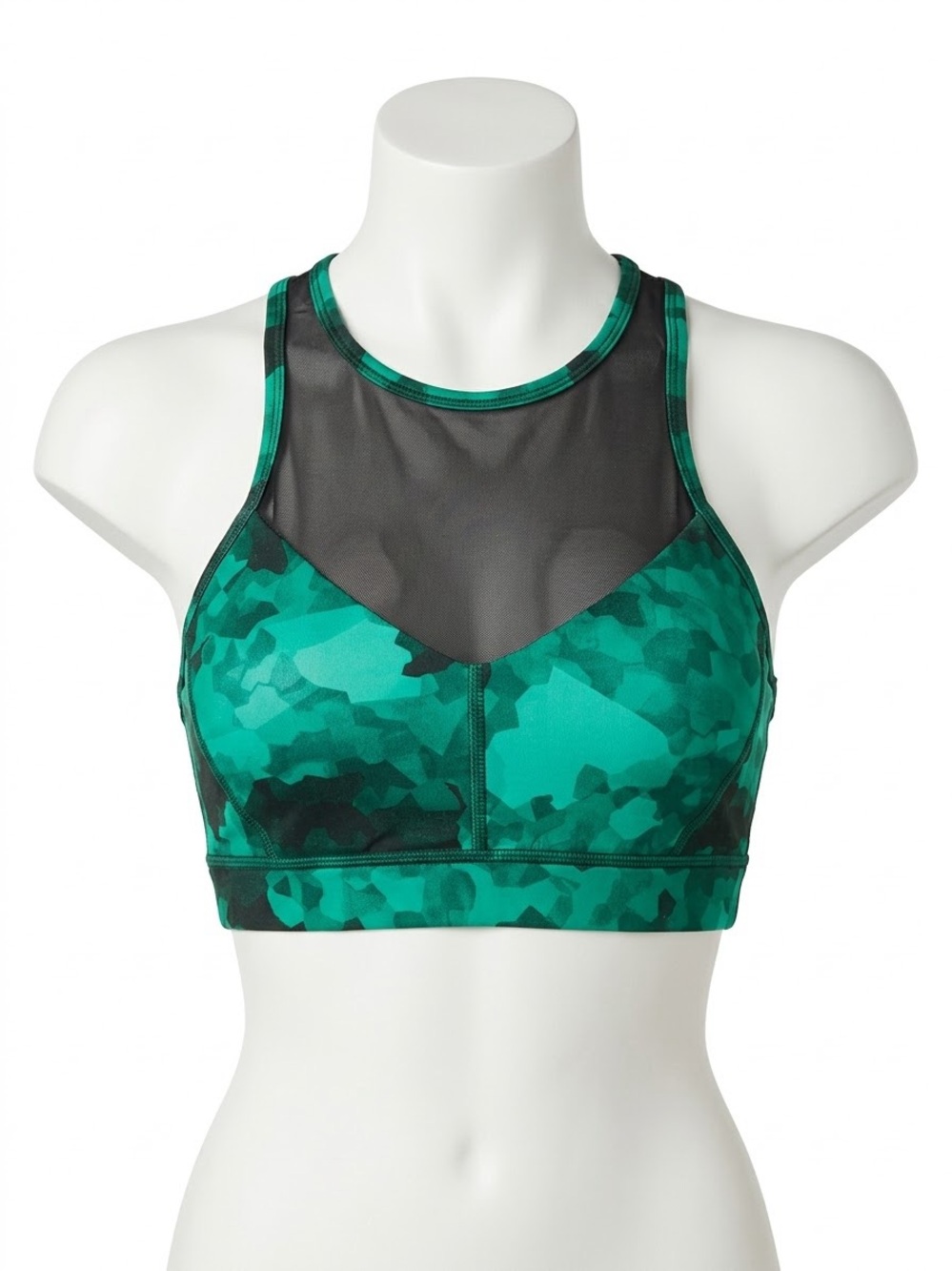 lululemon athletica Teal Green Camo High-Neck Mesh Sports Bra